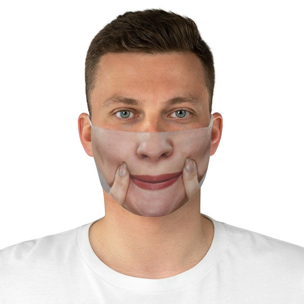 I&#39;m Smiling, Really! 3D Printed Realistic Expression Unisex Fabric Mask. Light/Medium/Dark/Adult/Kids, Reusable 2 layer Polyester