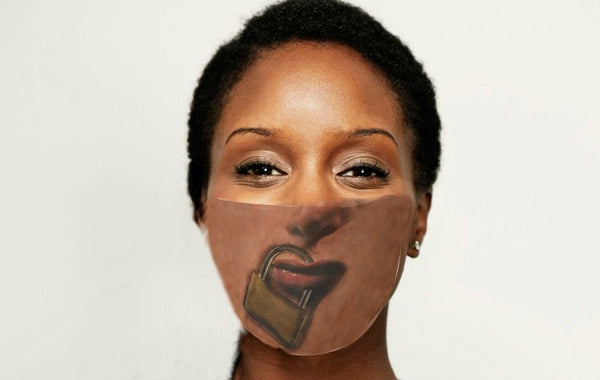 Padlocked mouth 3D  Printed Realistic Expression Unisex Fabric Mask for Light, Medium and Dark  , Reusable 2 layer Polyester