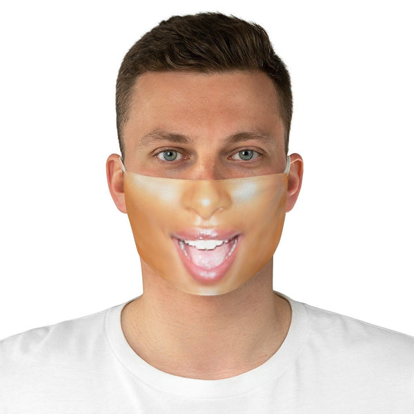 Hey Smiley Happy Face  Realistic   Fabric Mask forLight,Med/Dark/Adults/Kids, Reusable 2 layer Polyester Cloth,Funny Valentine&#39;s Gift