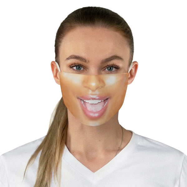 Hey Smiley Happy Face  Realistic   Fabric Mask forLight,Med/Dark/Adults/Kids, Reusable 2 layer Polyester Cloth,Funny Valentine&#39;s Gift