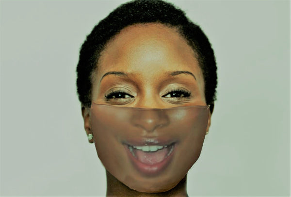 Hey Smiley Happy Face  Realistic   Fabric Mask forLight,Med/Dark/Adults/Kids, Reusable 2 layer Polyester Cloth,Funny Valentine&#39;s Gift