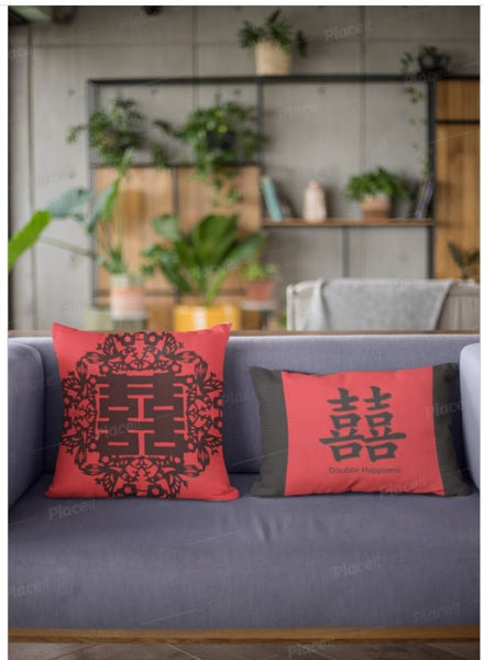 Double Happiness Chinese Symbol Fu,Pillow & Cover,Gift for Mothers Day/Chinese New Year/Housewarming/Graduation/Valentine/Wedding/Couple