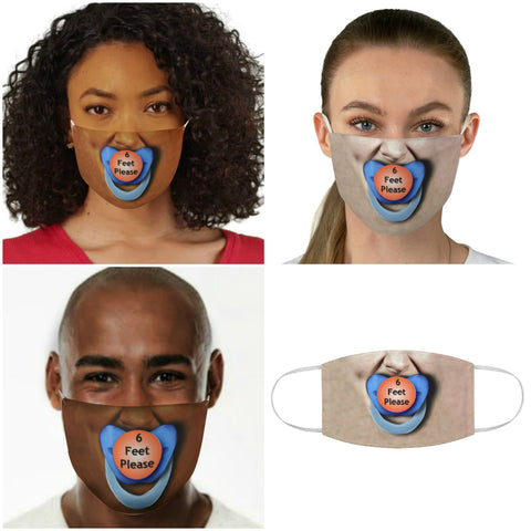 6 Feet Please 3D Printed Baby Pacifier Realistic Expression Unisex Fabric Mask for Light, Medium & Dark  , Reusable Washable Cloth