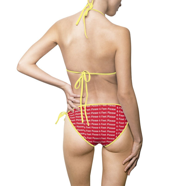 All Over Print, 6 Feet Please  2 piece bikini women&#39;s swimsuit in various colors and sizes.