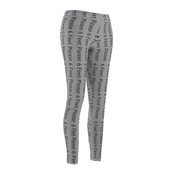 Catchy Covid phrase 6 feet please Covid Seasonal Trendy Modern Women&#39;s Cut & Sew Leggings in multiple sizes and  colors