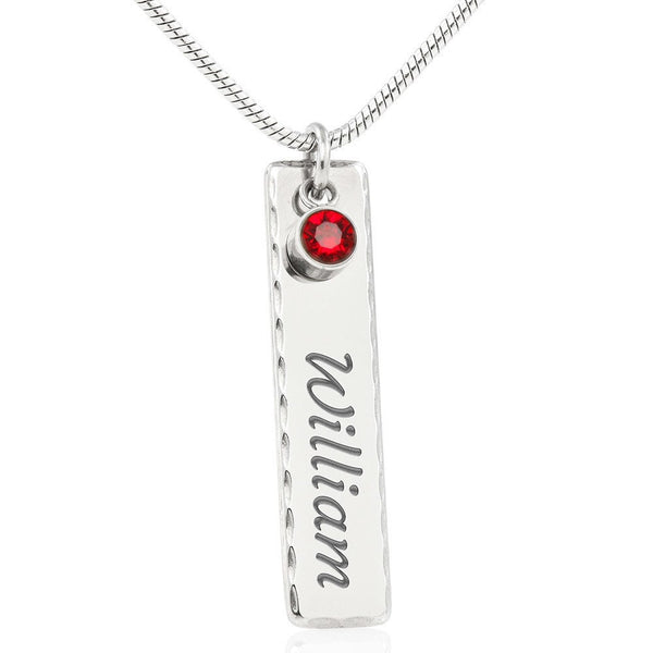 Personalized Engraved Birthstone  Bar Stainless Steel Pendant,snake chain,Valentine&#39;s Day gift,Birthday gift,Mother&#39;s Day Gift,gifts for her