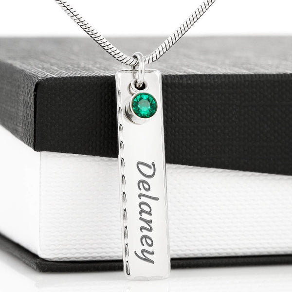 Personalized Engraved Birthstone  Bar Stainless Steel Pendant,snake chain,Valentine&#39;s Day gift,Birthday gift,Mother&#39;s Day Gift,gifts for her