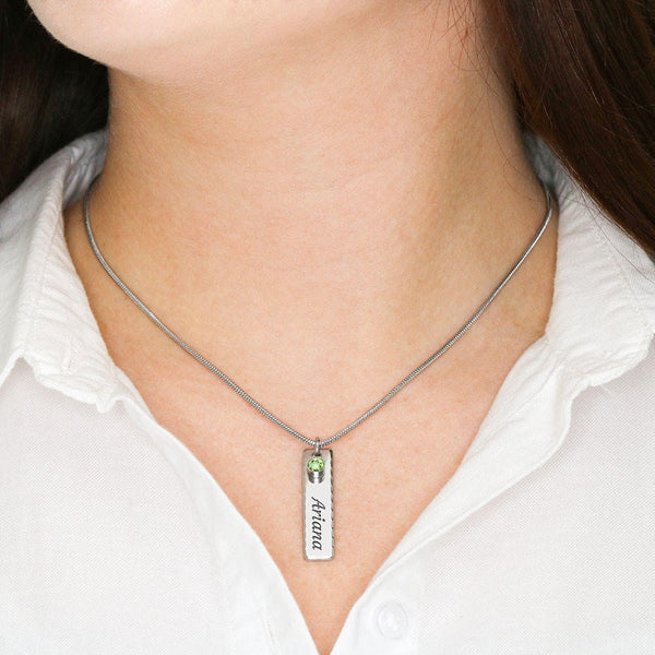 Personalized Engraved Birthstone  Bar Stainless Steel Pendant,snake chain,Valentine&#39;s Day gift,Birthday gift,Mother&#39;s Day Gift,gifts for her