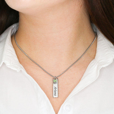 Personalized Engraved Birthstone  Bar Stainless Steel Pendant,snake chain,Valentine&#39;s Day gift,Birthday gift,Mother&#39;s Day Gift,gifts for her