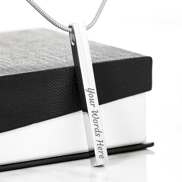 Personalized Jewelry Engraved Totem Pole,Bar Pendant Necklace,Stainless Steel/18K Gold,Birthday gift,Mother&#39;s Day Gift,gifts for her