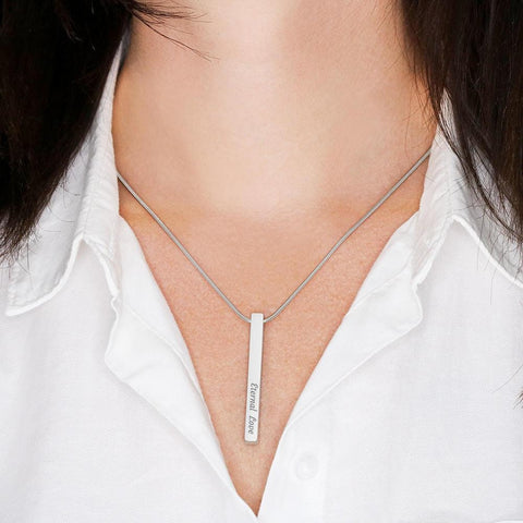 Personalized Jewelry Engraved Totem Pole,Bar Pendant Necklace,Stainless Steel/18K Gold,Birthday gift,Mother&#39;s Day Gift,gifts for her