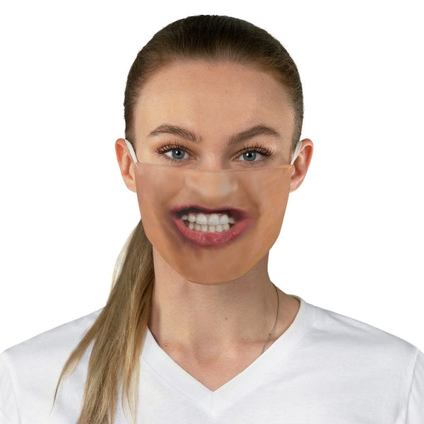 Teeth Show 3D Printed Realistic Expression Unisex Fabric Face Mask forLight/Med/Dark/Adults/Kids, Reusable Washable 2 layer Polyester Cloth