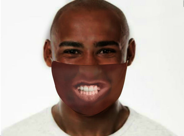 Teeth Show 3D Printed Realistic Expression Unisex Fabric Face Mask forLight/Med/Dark/Adults/Kids, Reusable Washable 2 layer Polyester Cloth