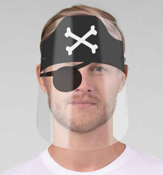 Pirates Eye Patch Halloween Face Shield , Washable, Realistic mask,  adult,kid,Hat Skull, Crossbones, elastic cord,Cute Valentine Gifts