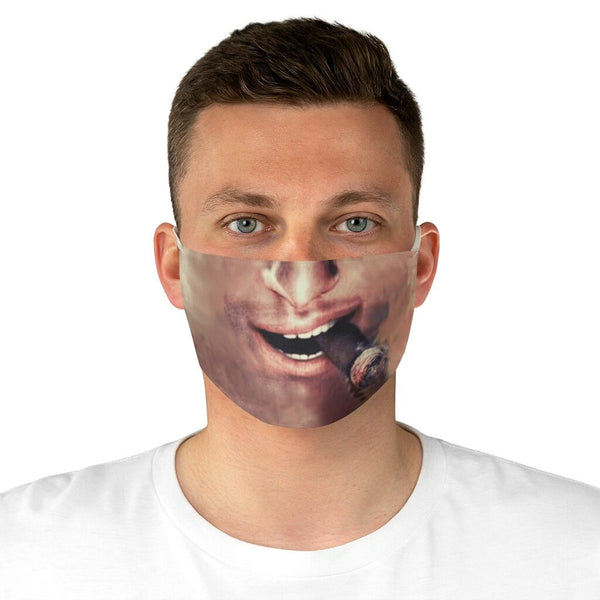 Lefthanded Cool Cigar Smoker Face Mask  Realistic   Fabric Mask for adults and kids. Reusable Washable,Funny Valentine&#39;s Gift