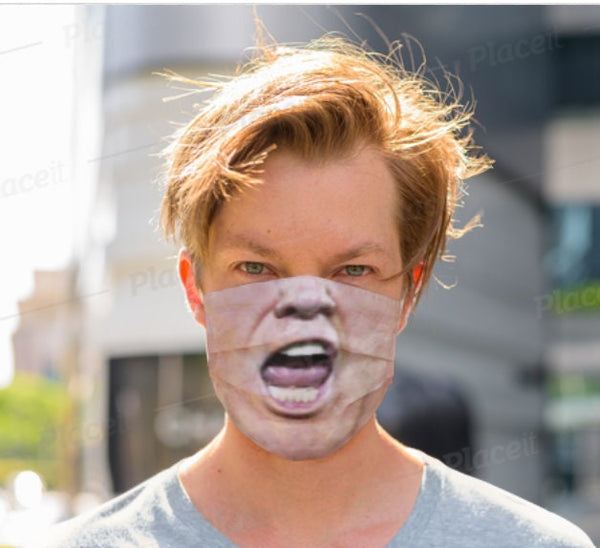 Trump Angry Mouth Face Mask  Realistic   Fabric Mask for adults and kids. Reusable Washable, Thoughtful Funny Valentine&#39;s Gift