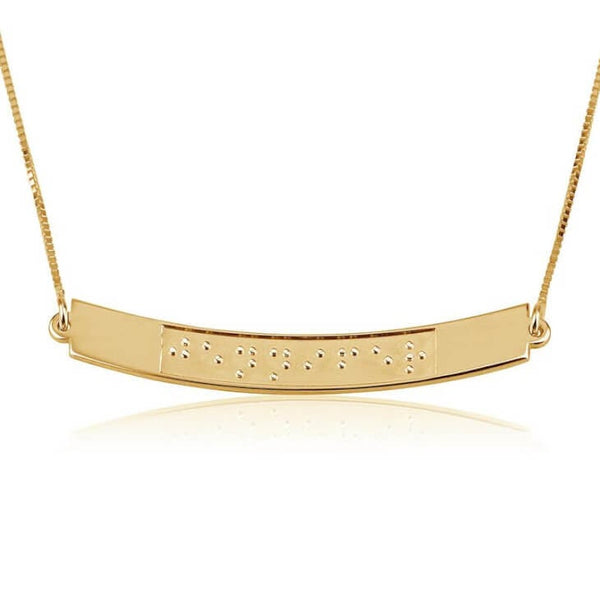 Braille name/text jewelry,Curved Braille Pendant,925Silver,24K/Rose Gold Plating,Christmas/Thanksgiving/Valentine/Birthday/Anniversary/Grad