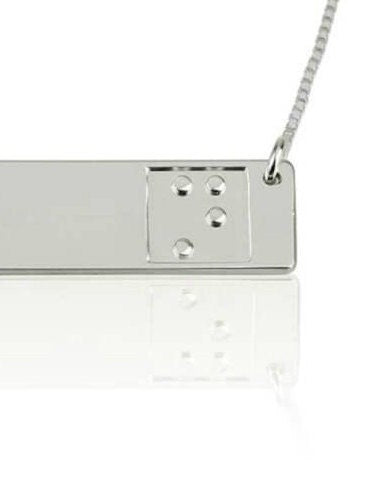 Braille Single Initial embossed Bar Pendant Necklace,Gift for  the Blind/Christmas/Birthday/Anniversary/Graduation/Thanksgiving/New Year