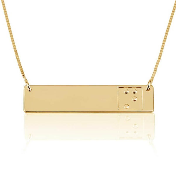 Braille Single Initial embossed Bar Pendant Necklace,Gift for  the Blind/Christmas/Birthday/Anniversary/Graduation/Thanksgiving/New Year