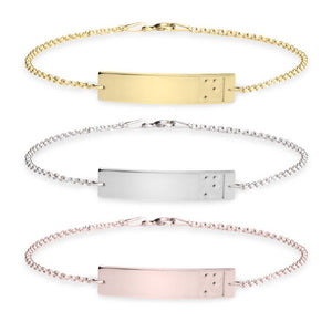 Braille Initial Bracelet,Sterling Silver,24K Gold/Rose Gold Plating,Mother&#39;s Day gift,Birthday gift,gifts for her,gift for aunt/girlfriends