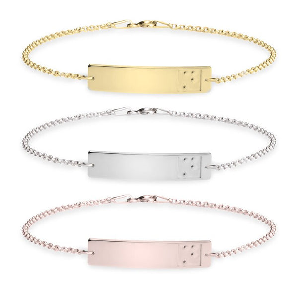 Braille Initial Bracelet,Sterling Silver,24K Gold/Rose Gold Plating,Mother&#39;s Day gift,Birthday gift,gifts for her,gift for aunt/girlfriends