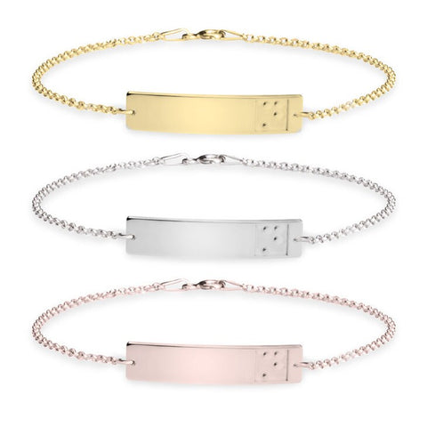 Braille Initial Bracelet,Sterling Silver,24K Gold/Rose Gold Plating,Mother&#39;s Day gift,Birthday gift,gifts for her,gift for aunt/girlfriends