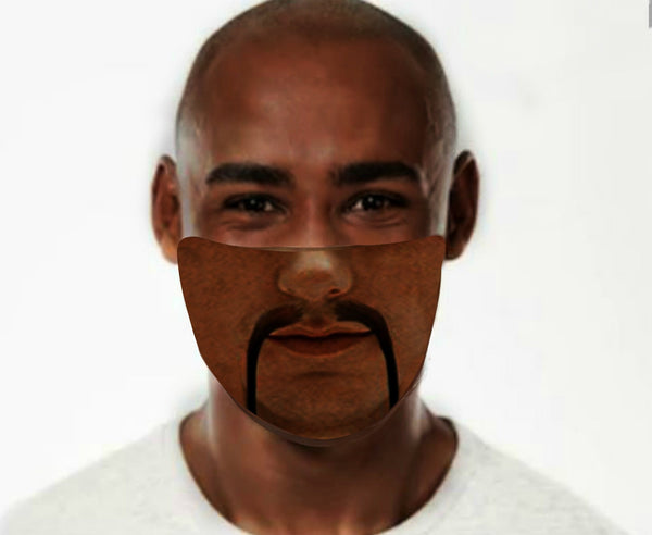 Classic Fu Manchu Moustache  Face Mask  Realistic   . Washable,Funny Valentine Gift,Mask Gifts for Him