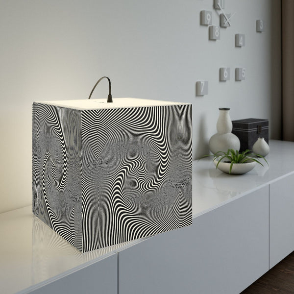 Style2- Hypnotic,Optical/Psychedelic Art Printed Square Cube Lamp/Contemporary/Modern/Trendy Light Feature/Home Decor Gifts, stackable