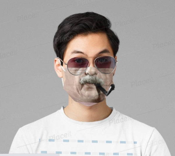Albert Einstein Pipe & Moustache Face Mask  Realistic ,Adults,kids,Washable,Adjustable strap with fitted Nose wire,Funny Valentine Gift