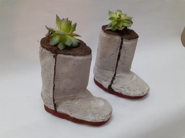 Ugg Baby Boots Concrete Planter |Succulents Cactus Pot |Cement Plant Pot | Home Decor | Housewarming |Mother&#39;s Day| Birthday Gift