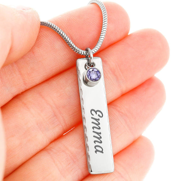 Personalized Engraved Birthstone  Bar Stainless Steel Pendant,snake chain,Valentine&#39;s Day gift,Birthday gift,Mother&#39;s Day Gift,gifts for her