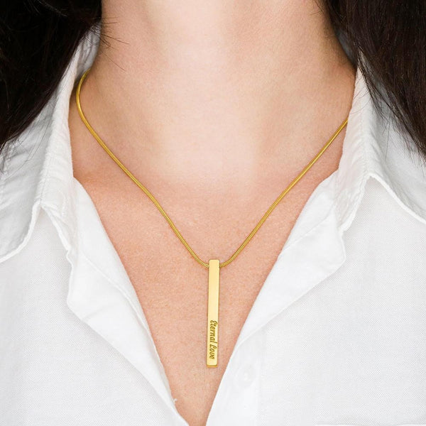 Personalized Jewelry Engraved Totem Pole,Bar Pendant Necklace,Stainless Steel/18K Gold,Birthday gift,Mother&#39;s Day Gift,gifts for her