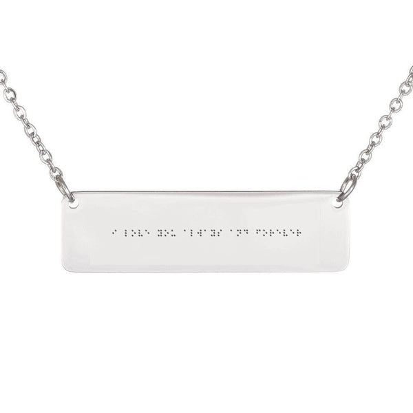 Braille Jewelry embossed Flat Bar Pendant Necklace,Stainless Steel,18K Gold,Mother&#39;s Day gift,Birthday gift,gifts for aunt/girlfriends