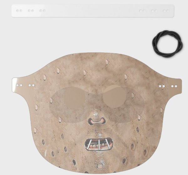 HL Cannibal Scary Halloween Face Shield, Realistic print, adults and children.nose wire, elastic cord,Halloween Gift, Valentine Gift for him
