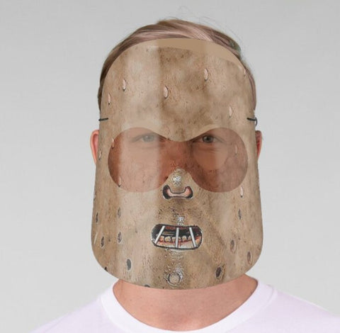 HL Cannibal Scary Halloween Face Shield, Realistic print, adults and children.nose wire, elastic cord,Halloween Gift, Valentine Gift for him