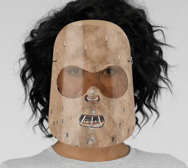 HL Cannibal Scary Halloween Face Shield, Realistic print, adults and children.nose wire, elastic cord,Halloween Gift, Valentine Gift for him