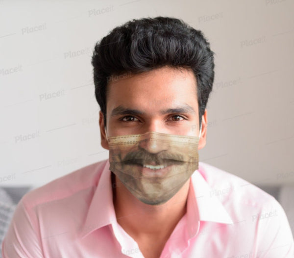 Pop TV PI Mag. Guy Moustache Realistic Face Mask,Washable Mask,Thoughtful Gifts,Funny Valentine&#39;s Gift for Him, Cute Gifts,Birthday Gifts,