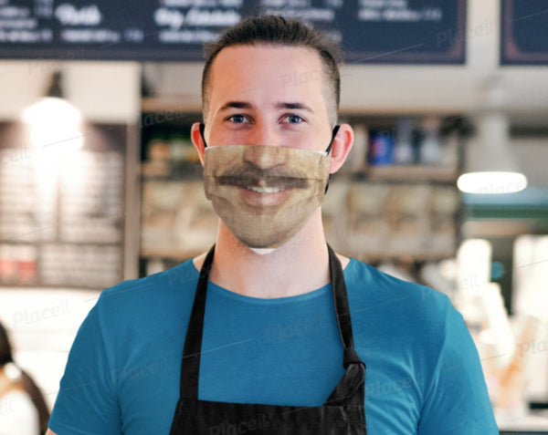 Pop TV PI Mag. Guy Moustache Realistic Face Mask,Washable Mask,Thoughtful Gifts,Funny Valentine&#39;s Gift for Him, Cute Gifts,Birthday Gifts,