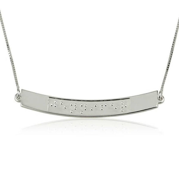 Braille name/text jewelry,Curved Braille Pendant,925Silver,24K/Rose Gold Plating,Christmas/Thanksgiving/Valentine/Birthday/Anniversary/Grad