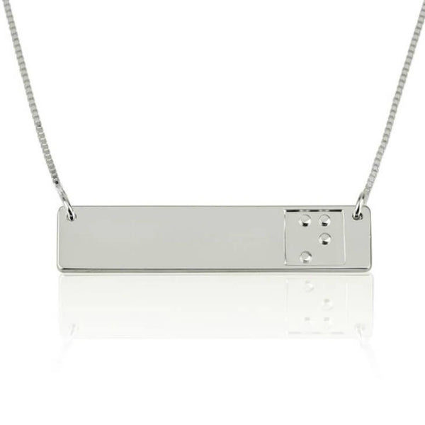 Braille Single Initial embossed Bar Pendant Necklace,Gift for  the Blind/Christmas/Birthday/Anniversary/Graduation/Thanksgiving/New Year