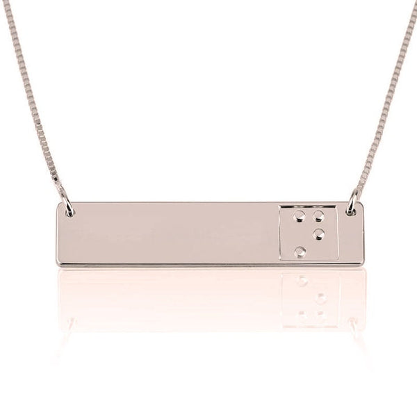 Braille Single Initial embossed Bar Pendant Necklace,Gift for  the Blind/Christmas/Birthday/Anniversary/Graduation/Thanksgiving/New Year