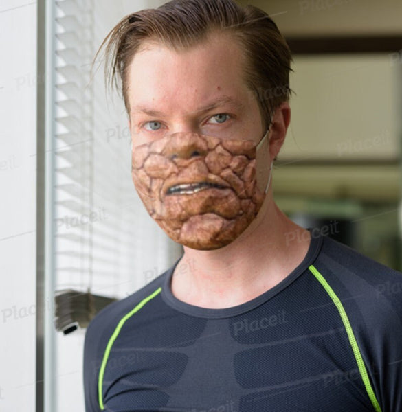 Popular Movie Fant 4 The Thing,Rock Halloween Face Mask, Realistic mask,Adults,kids,Washable,Adjustable with Nose wire,Funny Valentine Gifts