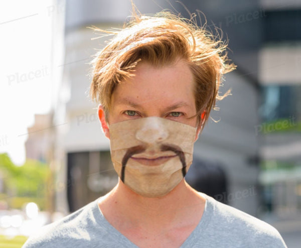 Classic Fu Manchu Moustache  Face Mask  Realistic   . Washable,Funny Valentine Gift,Mask Gifts for Him