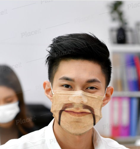 Classic Fu Manchu Moustache  Face Mask  Realistic   . Washable,Funny Valentine Gift,Mask Gifts for Him
