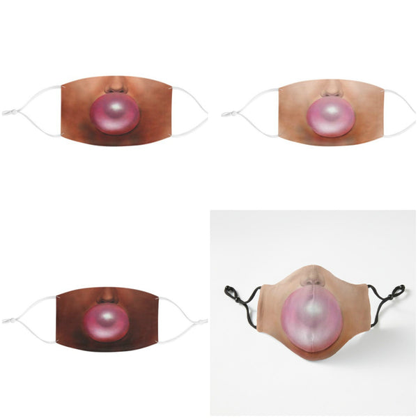 Bubble gum Blowing Fun Face Mask  Realistic,Adults,kids,Washable,Adjustable strap with fitted Nose wire,Funny Valentine&#39;s Gift