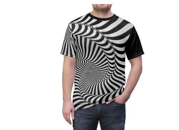 Spiral Vortex Optical Illusion Black & White Psychedelic Hypnotic Unisex T-shirt,husband,wife/gf/bf/grans-dads/moms/bday/christmas gift