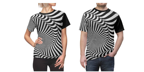Spiral Vortex Optical Illusion Black & White Psychedelic Hypnotic Unisex T-shirt,husband,wife/gf/bf/grans-dads/moms/bday/christmas gift