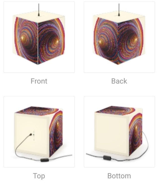 Rainbow Vortex Hypnotic,Optical/Psychedelic Art Printed Square Cube Lamp/Contemporary/Modern/Trendy Light/Home Decor Gifts, Stackable Lights