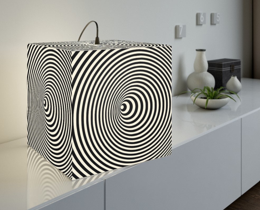Bubble Vortex Hypnotic,Optical/Psychedelic Art Printed Square Cube Lamp/Contemporary/Modern/Trendy Light/Home Decor Gifts, Stackable Lights