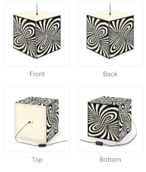 Linear Optical Illusion,Psychedelic/Hypnotic Art Printed Square Cube Lamp/Contemporary/Modern/Trendy Light/Home Decor Gifts,Stackable Lights